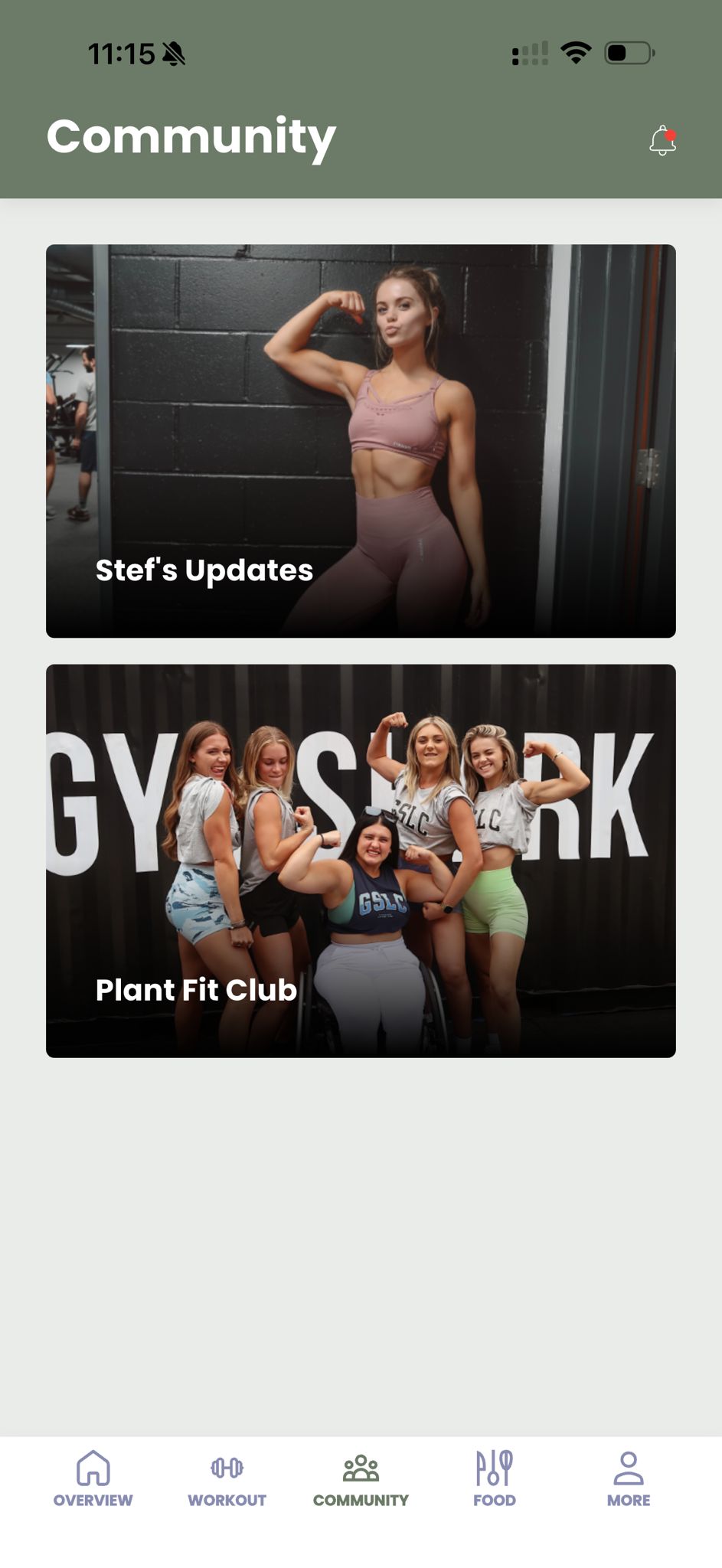 Community in the Plantfit app
